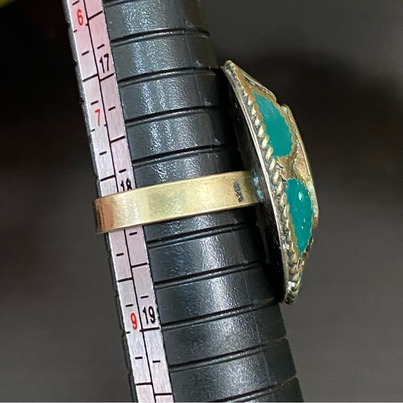 Vintage Turquoise Mosaic Cocktail Ring Size 8 - Picture 9 of 12